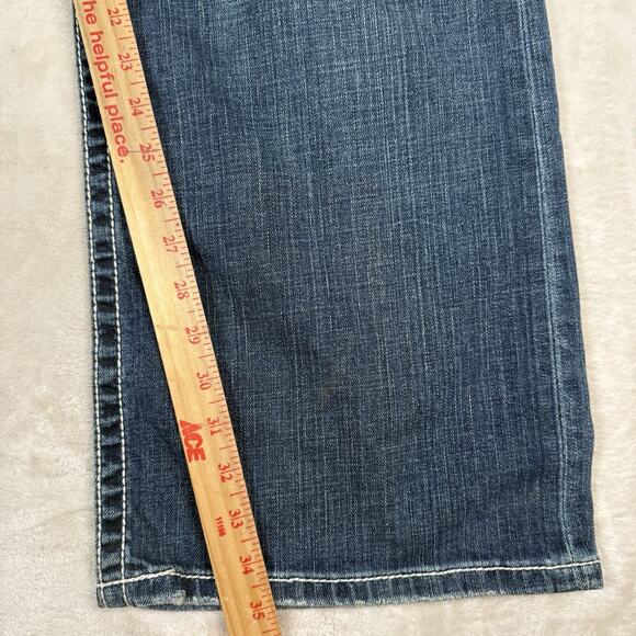 BKE Jean Men 36x35 Blue Tyler Straight Buckle Stretch Denim Western Thick Stitch - Picture 9 of 9